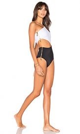 OYE Swimwear Kim One Piece in White Top  amp  Black Bottom from Revolve com at Revolve